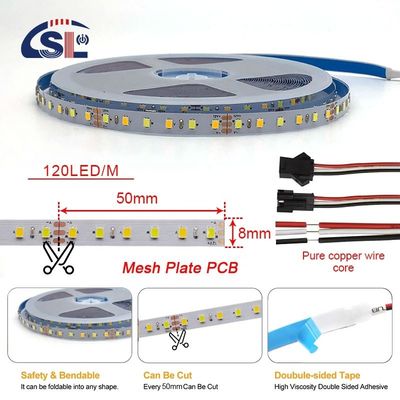120 leds CCT Led Strip Light 2700k-6500k 5/10M/Roll 12/24V DC Input Voltage DC 24V