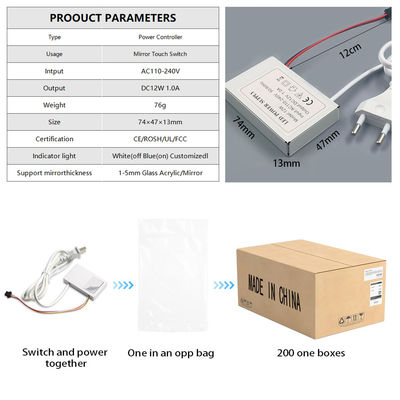 60W 12V Defogger con una chiave un colore selezionato LED Dimmer Mirror Touch Sensor Switch