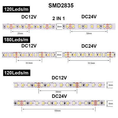 240leds 8mm 12V 24V UL Listed Dual Color COB SMD2835 LED Strip Light per illuminazione commerciale