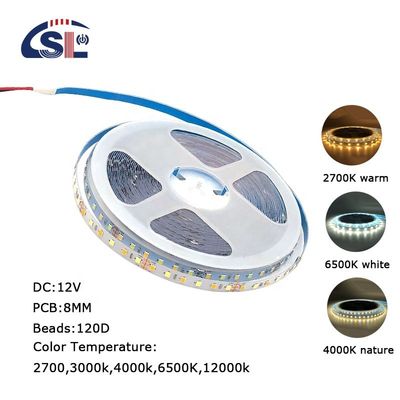 Hotel CCT 12V24V 8mm 120leds 3000K-6500K Caldo Bianco-Bianco Doppio Colore 35Copper SMD2835 LED Strip Light IP20
