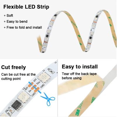 12V WS2811 60Leds Magic Digital Multi Color 5050 RGB LED Strip indirizzabile Pixel Caldo Bianco IP20 Controller Decor