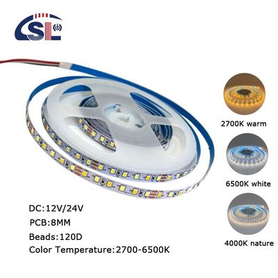 4000K CCT 8mm Larghezza LED Flessibile Strip Light 12V 120leds/m per la soluzione di illuminazione domestica
