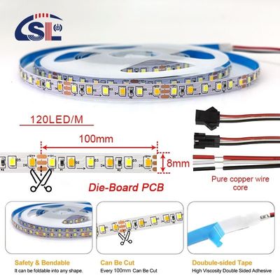4000K CCT 8mm Larghezza LED Flessibile Strip Light 12V 120leds/m per la soluzione di illuminazione domestica