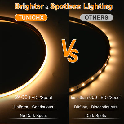 Electroplate COB 24v COB 576Ds 8mm LED Light Strip per creare un'atmosfera rilassante