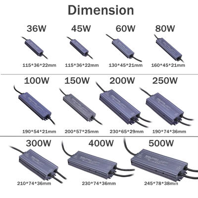 Conduttore LED impermeabile AC/DC12V 24V per illuminazione esterna 36W 60W 100W 150W 200W 300W 400W