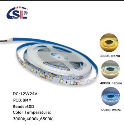 DC12V SMD2835 60D 8mm 1100-1200LM 12000K Ra70 Tavola di taglio a strisce LED per specchi intelligenti