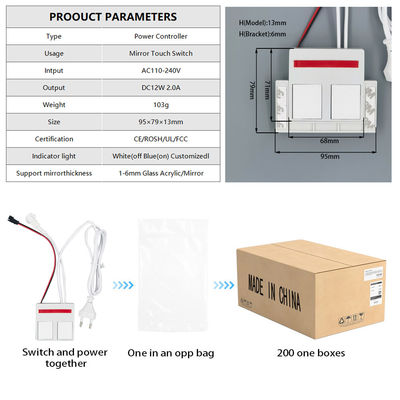 12V sorgente luminosa a LED interruttore integrato specchio del bagno 1N1NC combinazione 1A corrente massima