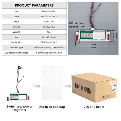 60W interruttore induttivo LED Light Defogger con display di temperatura del tempo Sensore tattile Dimmer senza passaggio