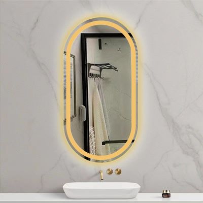 Smart LED bagno Vanity Mirror con bagno ovale WC e luci luminose in argento