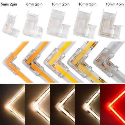 90 gradi L forma di cristallo Buckle per COB LED Strip connettore senza soluzione di continuità 2/3pin 5/8/10mm