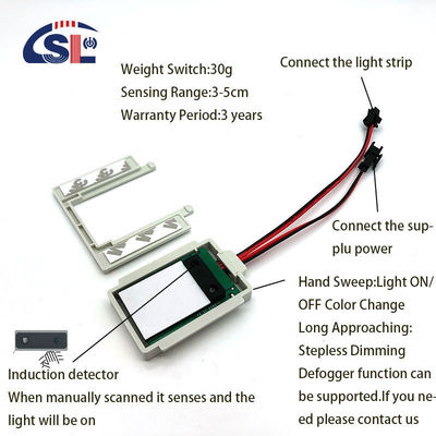 DC12V Smart Hand Led Light Uno/Tre colori Specchio Manuale Controllo di attenuazione di scansione Sensore non touch Switch