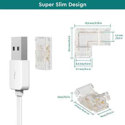 DIY Home Lighting Plastic 8mm 2 Pin SMD Cob Led Strip Connector per il design moderno