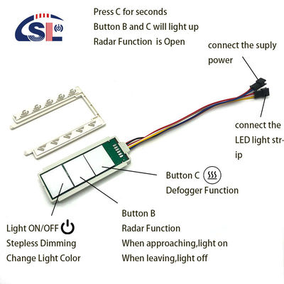 Livello di attenuazione Sì Personalizzabile 12V/24V 5A 60W/120W Rader PIR Sensore di movimento Switch Light LED Fonte di luce 1NO/1NC Switch Combinazione bagno