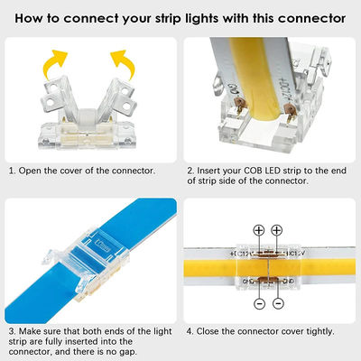 Misurazione della densità di LED illimitata COB Collegatori LED da striscia a filo per connessione da 5 a 8 mm
