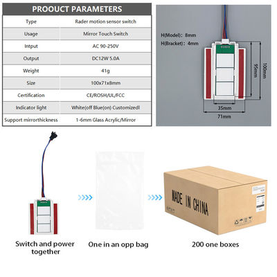 Personalizzabile 12V/24V 5A 60W/120W Rader PIR Sensore di movimento Switch Light LED Fonte di luce 1NO/1NC Switch Combinazione bagno