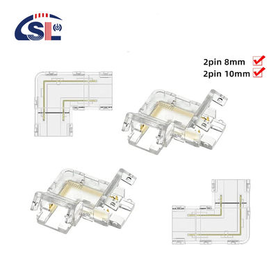 Trasparente 2pin 8mm 10mm cristallo Clip Wire L Tipo COB LED Strip connettore L Forma connettore ad angolo di 90 gradi