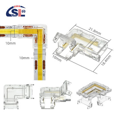 Trasparente 2pin 8mm 10mm cristallo Clip Wire L Tipo COB LED Strip connettore L Forma connettore ad angolo di 90 gradi