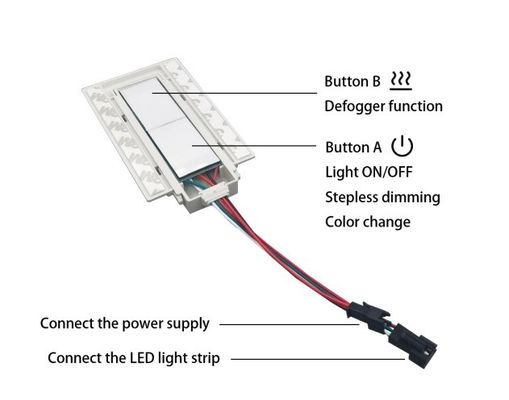 Doppia chiave Dimmer Defogger Touch Switch Sensor per specchio illuminato bagno 12v 5A 60W Tre colori LED Smart