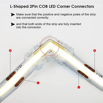 Trasparente 2pin 8mm 10mm cristallo Clip Wire L Tipo COB LED Strip connettore L Forma connettore ad angolo di 90 gradi