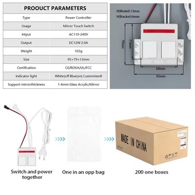 24W Smart LED Dual Touch Dimming Sensor con alimentazione integrata per il controllo e lo smogging a un solo/tre colori