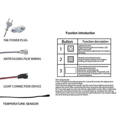 DC12V 5A 60W Sensore tocco monocolore Commutatore LED Specchio tocco con display di temperatura del tempo