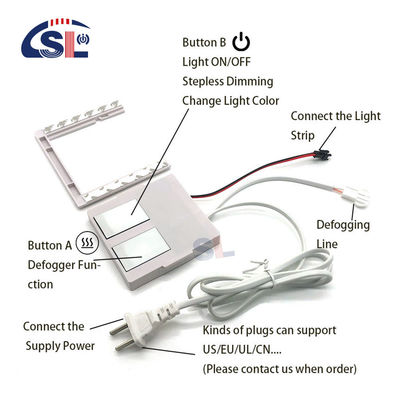 110V 240VAC Doppi tasti Illuminazione a LED bagno Unico/Tre colori Accensione/Offensione Sensore Tocco Dimmer