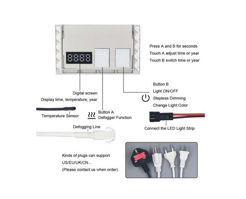 Controllo del sensore tattile a LED mono/tricolore con display di tempo e temperatura 12W/24W/36W