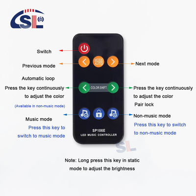 WS2811/WS2812B Controllo della luce a striscia indirizzabile individualmente Smart Colorful 9Keys RF Remote SP106E