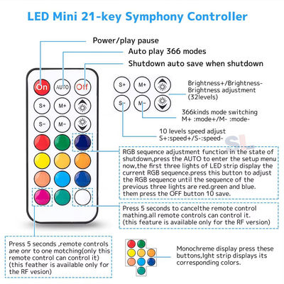 Controllo remoto mini RF da 20-60 gradi per WS2811/WS2812B/WS2813/USC1903 Pixel Light