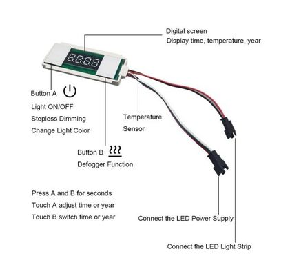 LED ON/OFF/Dimmer Function 12V 5A 60W Switch sensore tattile per specchio del bagno