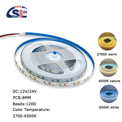 DC12V 24V SMD2835 120D 8mm 4000K Ra70 Tavola di taglio a strisce a LED per specchi di vanità in bagno