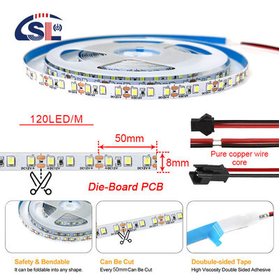 DC12V 24V SMD2835 120D 8mm 4000K Ra70 Tavola di taglio a strisce a LED per specchi di vanità in bagno