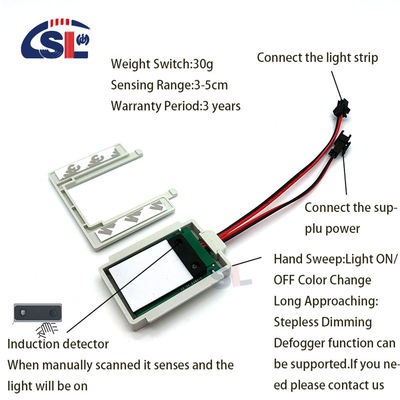 Interruttore di sensori IP24 per specchi intelligenti Scansione manuale 3-5cm Distanza di rilevamento DC12V