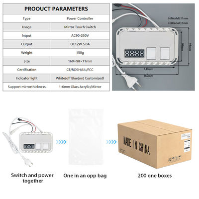 1-6mm Sensing Range Sensor Touch Switch per specchi intelligenti DC12V Output SL Muti-funzione