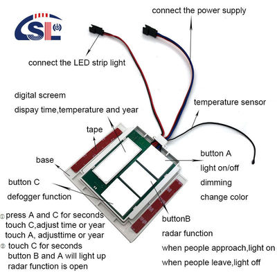 Conveniente DC12V SL Multi-funzione Split Tre pulsanti Display Time Touch Sensor Switch