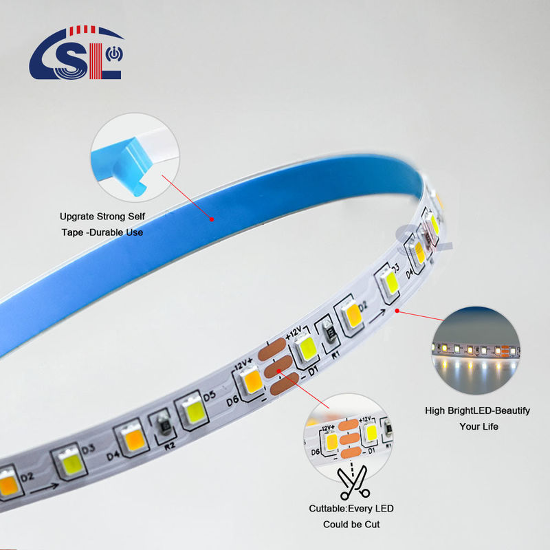 120 led/m 3000k 4000k 6500k CCT Board 8mm SMD2835 Led Strip Light per decorazioni esterne e interne
