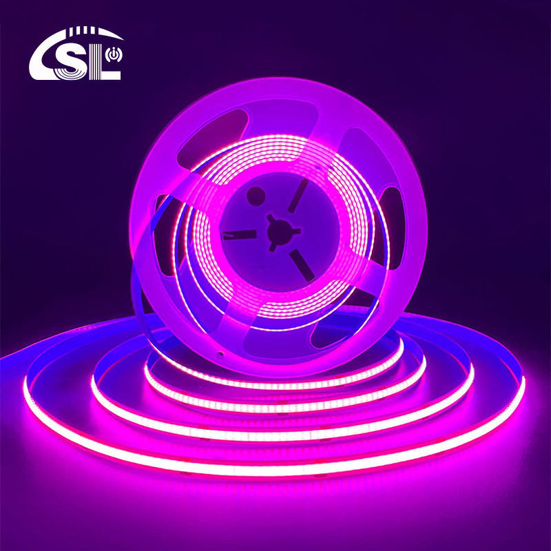 Alta luminosità COB LED Strip Light CE RoHs IP20 Ra90 8mm Larghezza 12V 24V 320Leds Rosa