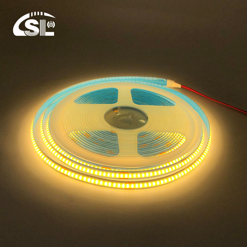 8mm Larghezza 12V 24V 3000K Calda COB LED Strip Light CE RoHs IP20 con 50000 ore di durata