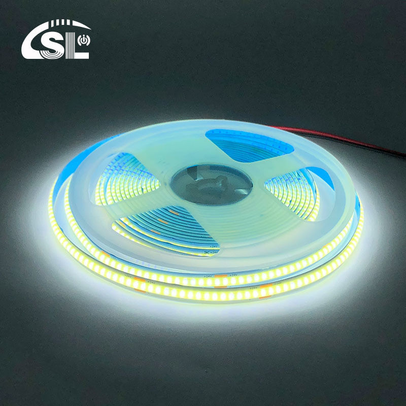 CE RoHs 3 IP20 8mm 12V 24V 320Leds 6500K luce bianca COB flessibile LED Strip Light