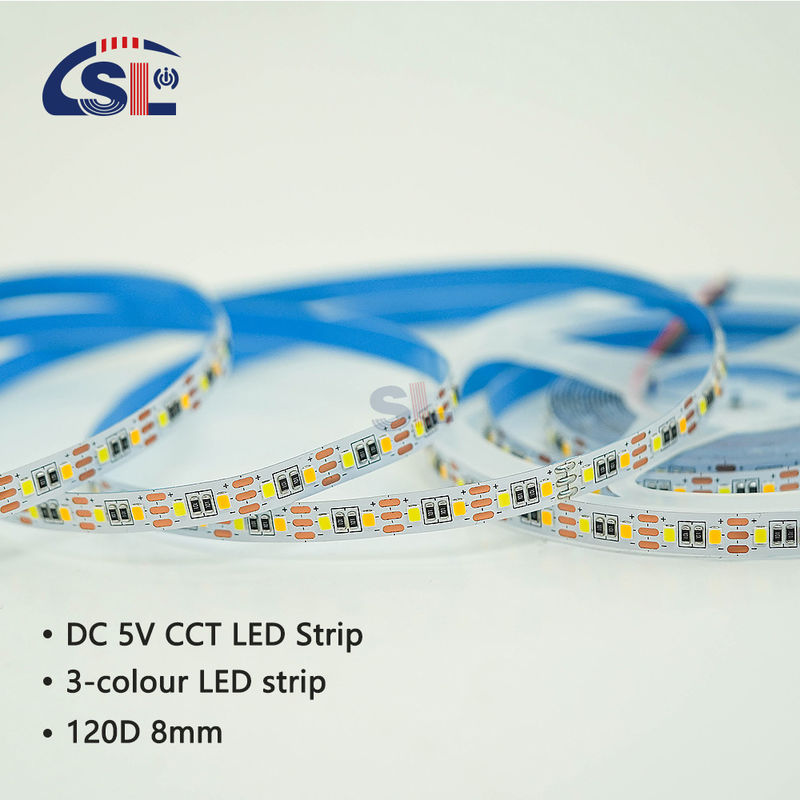 Temperatura del colore regolabile LED Strip Light 120 LED/m Doppio colore 8MM Non impermeabile