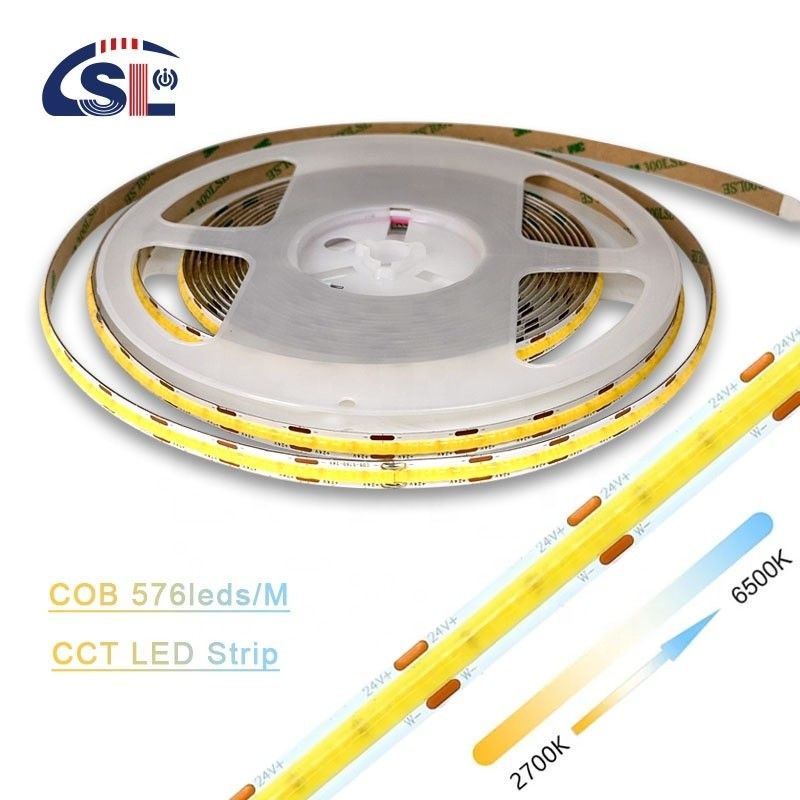 Flessibile nastro 576 LED/m 12V 24V DC 2 Wire CCT COB Strip Light per progetti di illuminazione