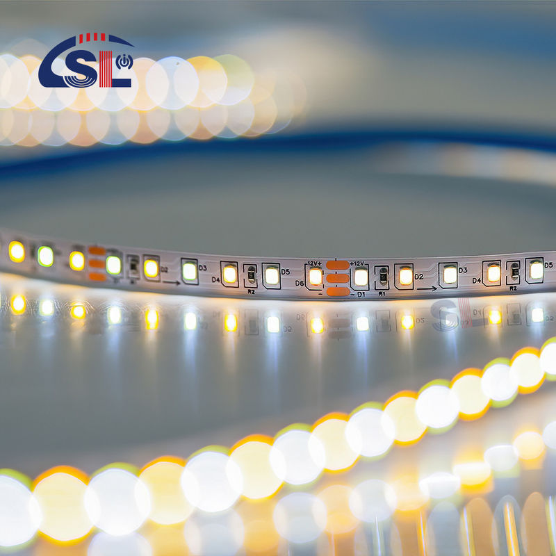 Decorazione interna Alta luminosità 12v24v 10mm 120leds 3000K-6500K CCT Flessibile doppio colore COB Led Strip Light