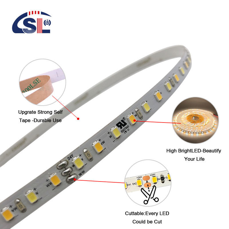 Basso Voltaggio 3M Due colori LED Strip Light 3000k 6500k 120 Led 12V 24V 8W per specchio