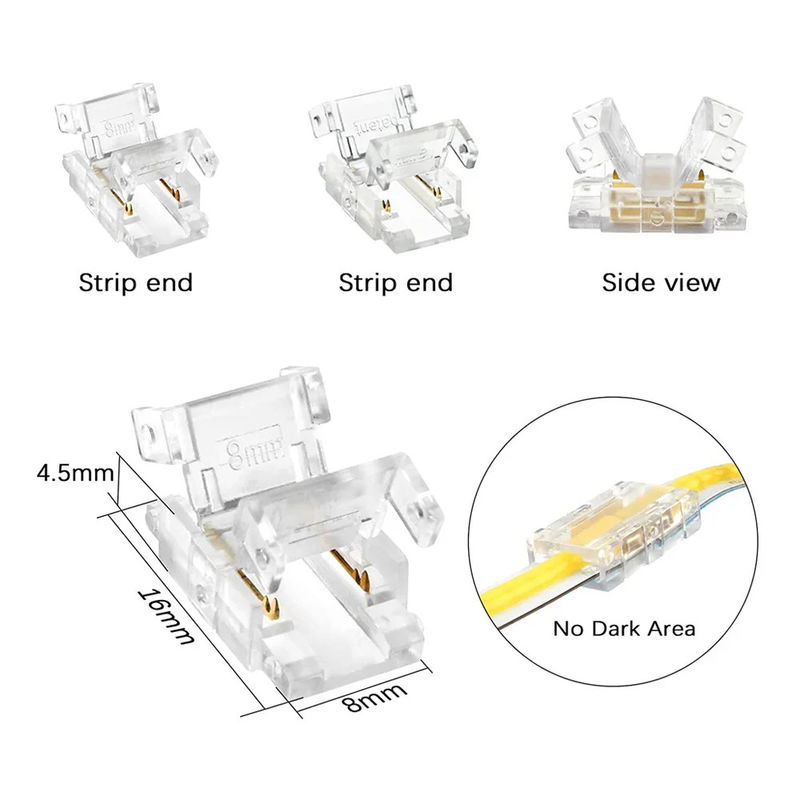 Misurazione della densità di LED illimitata COB Collegatori LED da striscia a filo per connessione da 5 a 8 mm