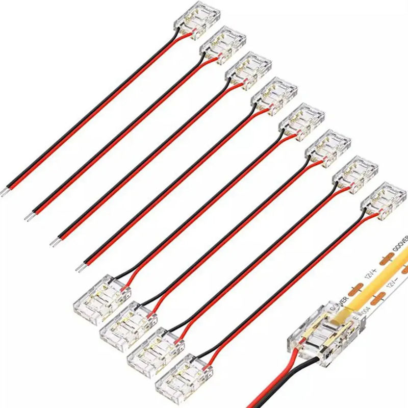 Hotel COB Mini LED Light Strip Wire Connectors 2 3 Pin Connection CCT senza saldatura 5 8 10mm LED Strip To Strip Wire Connector