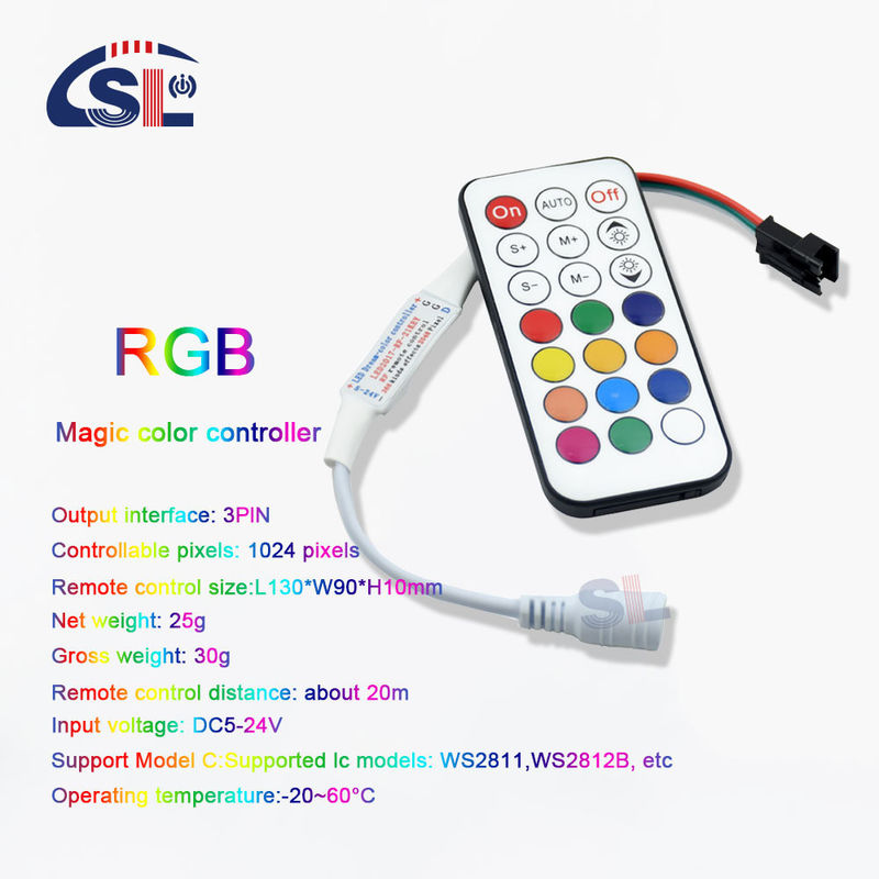 120lm/w Supporto IC Tipo 12V 21Keys RF Remote Digital LED Controller per WS2811 WS2812